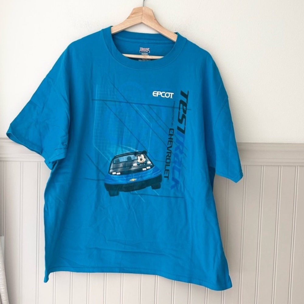 Disney Size XL Mickey Mouse Test Track Blue Graphic Short Sleeve Tee